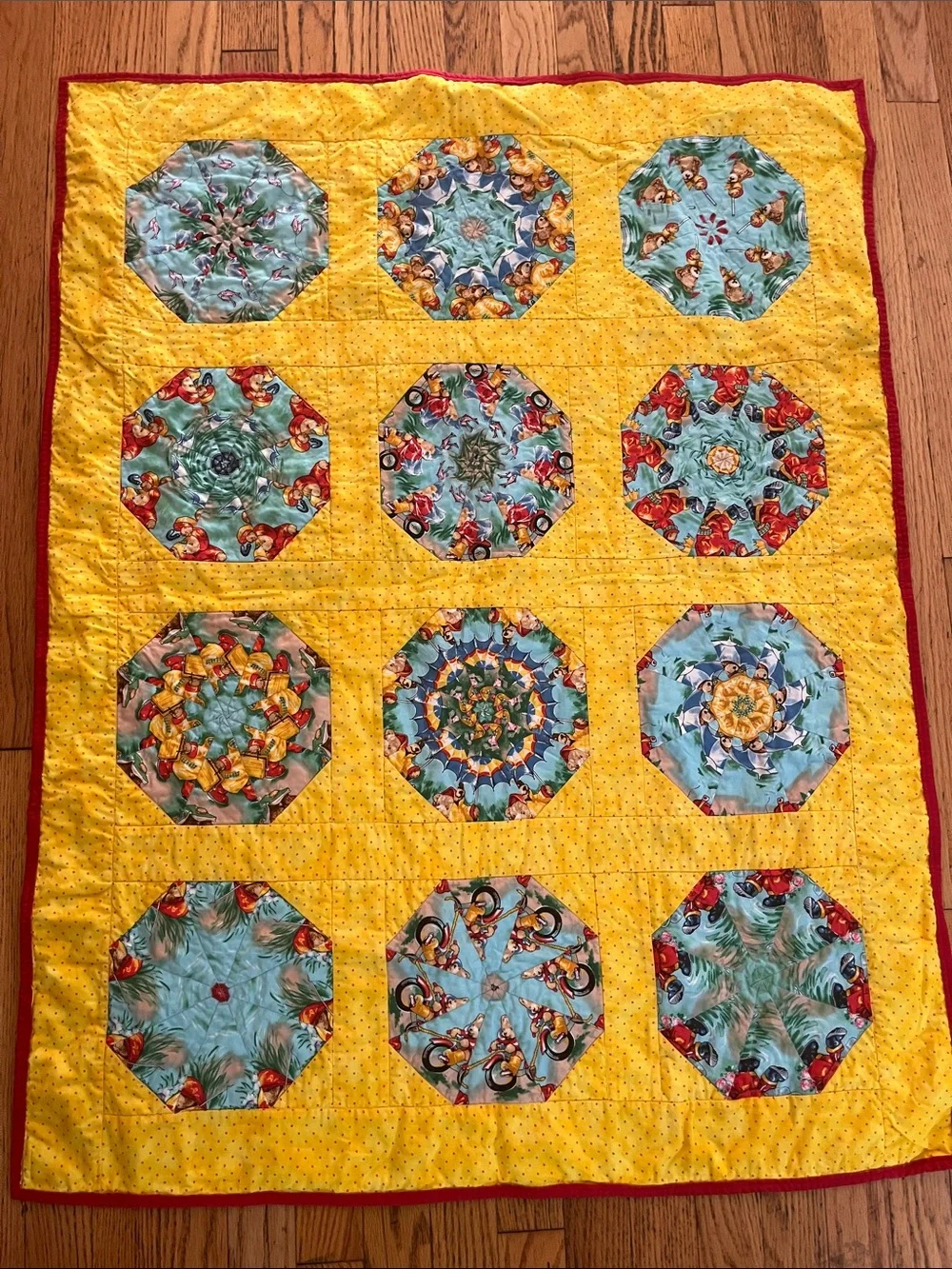 Reversible Bear Handmade Quilt  34” x 42 1/2”